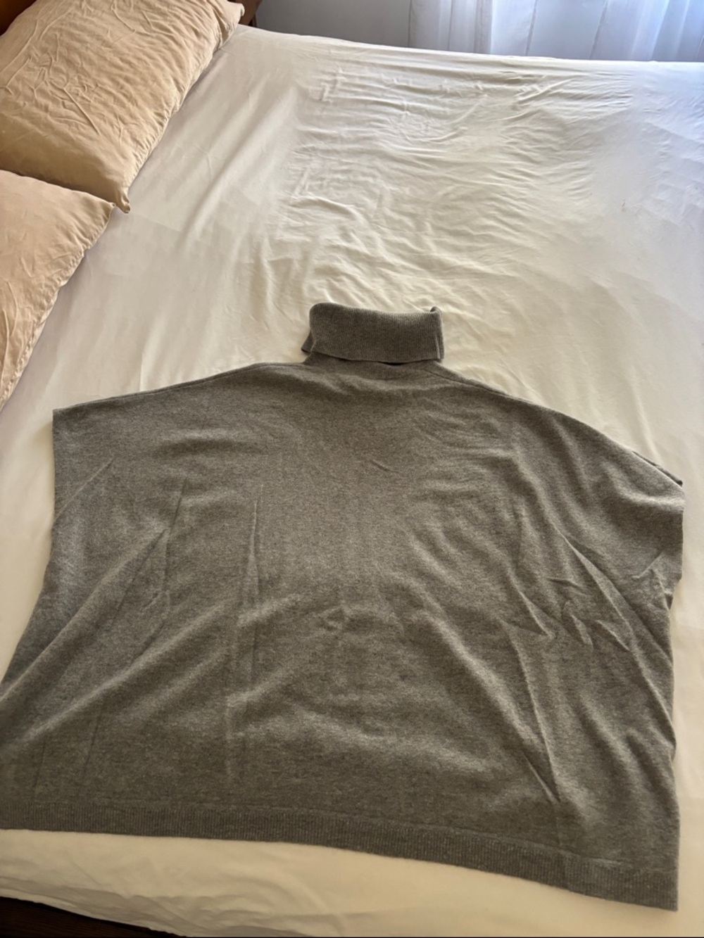Garnet Hill Gray Cashmere Turtleneck Sweater/Poncho